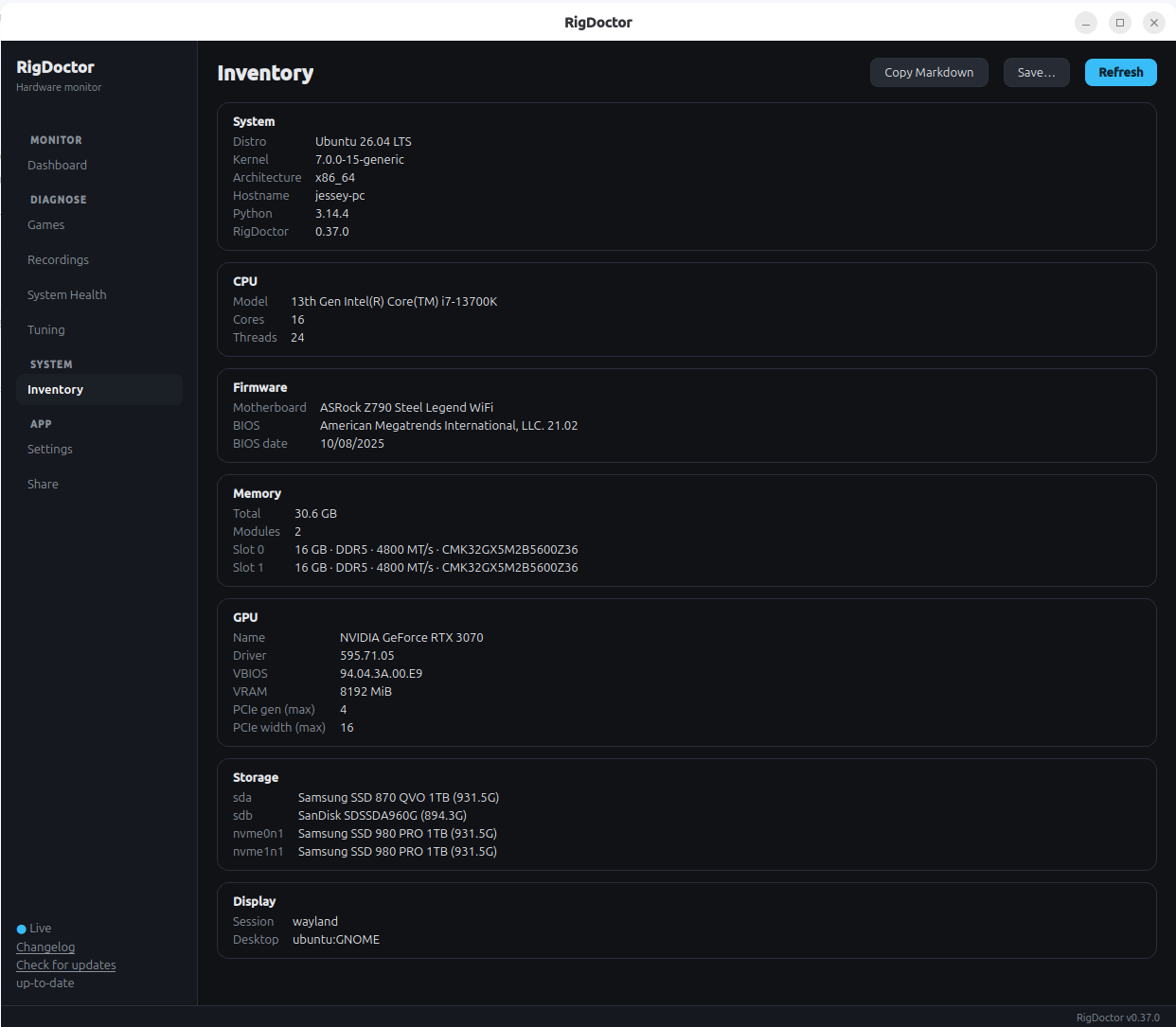 Inventory — hardware/OS